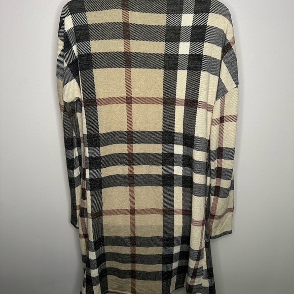 Eclipse Plaid Open Cardigan with Pockets Small - Picture 6 of 12